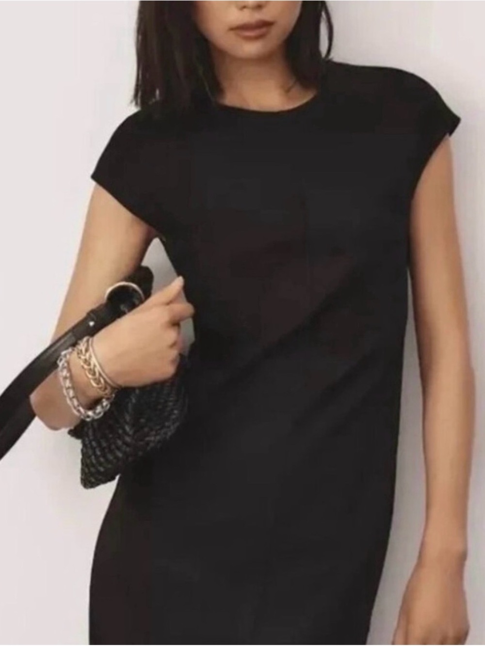 CLOSET CLOSING - Anthropologie Black Cap-Sleeve Dress
